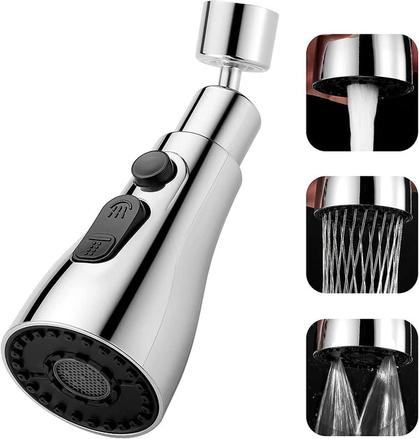 3 in 1 mode Splash head for kitchen sink tap, Universal fit, Chrome finish, pack of 1