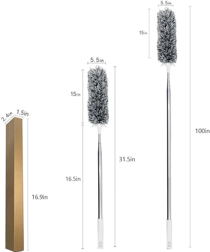 Game Z Hub 2025 Upgraded Long Handle Microfiber Feather Fan Ceiling Duster for Dust Cleaning with extendable Pole 100 Inch
