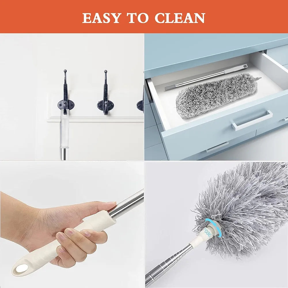 Game Z Hub 2025 Upgraded Long Handle Microfiber Feather Fan Ceiling Duster for Dust Cleaning with extendable Pole 100 Inch