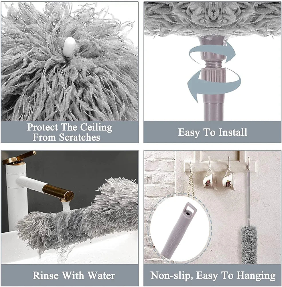 Game Z Hub 2025 Upgraded Long Handle Microfiber Feather Fan Ceiling Duster for Dust Cleaning with extendable Pole 100 Inch
