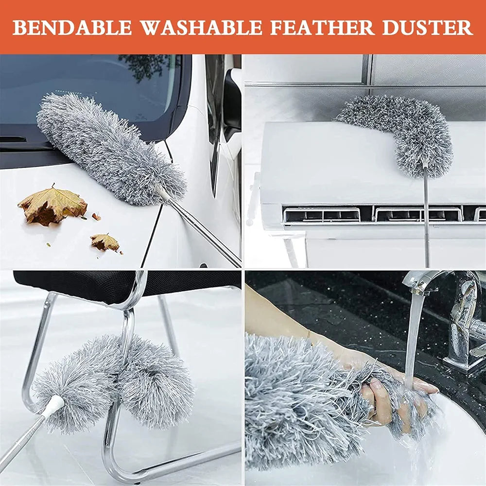 Game Z Hub 2025 Upgraded Long Handle Microfiber Feather Fan Ceiling Duster for Dust Cleaning with extendable Pole 100 Inch
