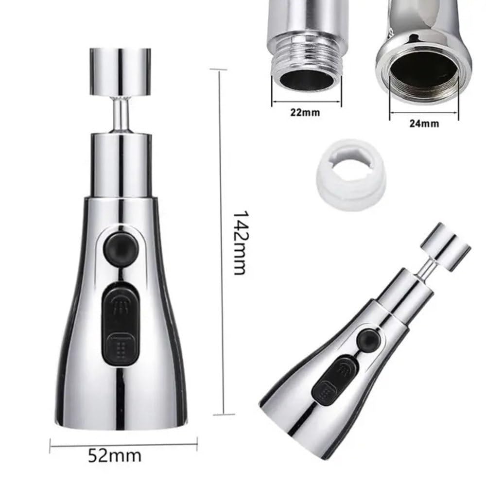 3 in 1 mode Splash head for kitchen sink tap, Universal fit, Chrome finish, pack of 1