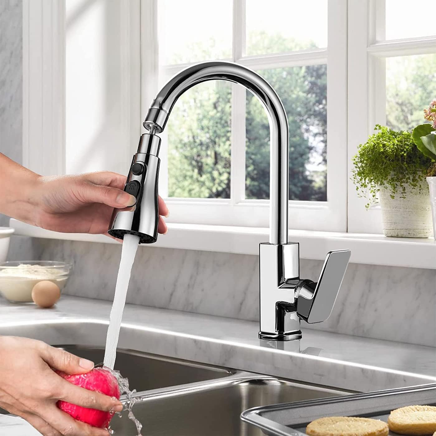 3 in 1 mode Splash head for kitchen sink tap, Universal fit, Chrome finish, pack of 1