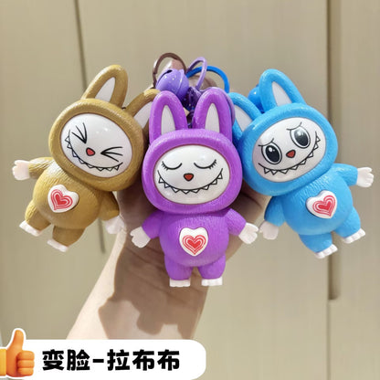 Labubu Face Changing Keychain Doll Figure Toy 3 Faces