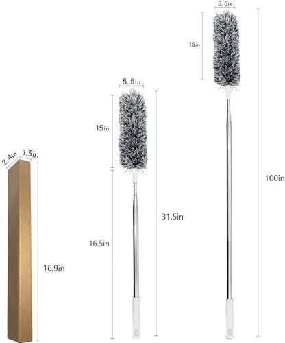 Game Z Hub 2025 Upgraded Long Handle Microfiber Feather Fan Ceiling Duster for Dust Cleaning with extendable Pole 100 Inch