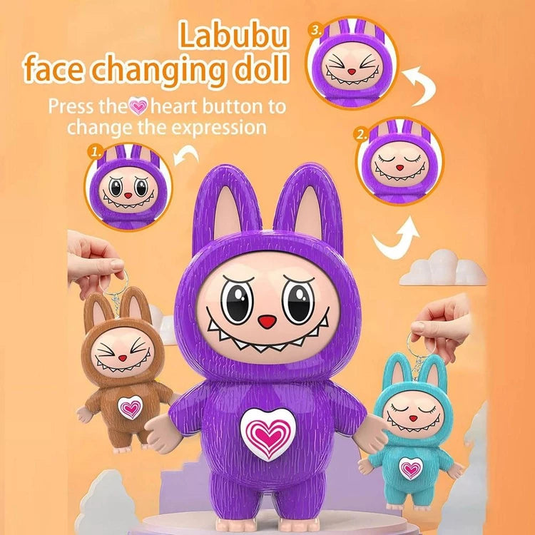 Labubu Face Changing Keychain Doll Figure Toy 3 Faces