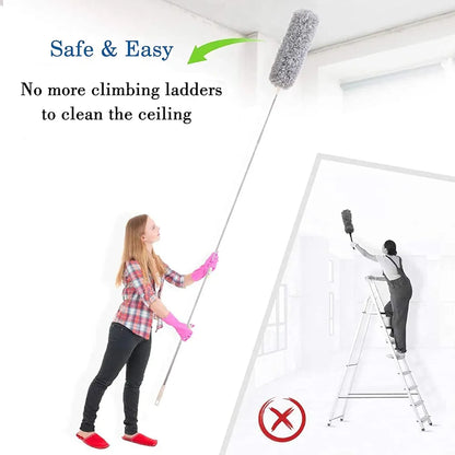 Game Z Hub 2025 Upgraded Long Handle Microfiber Feather Fan Ceiling Duster for Dust Cleaning with extendable Pole 100 Inch